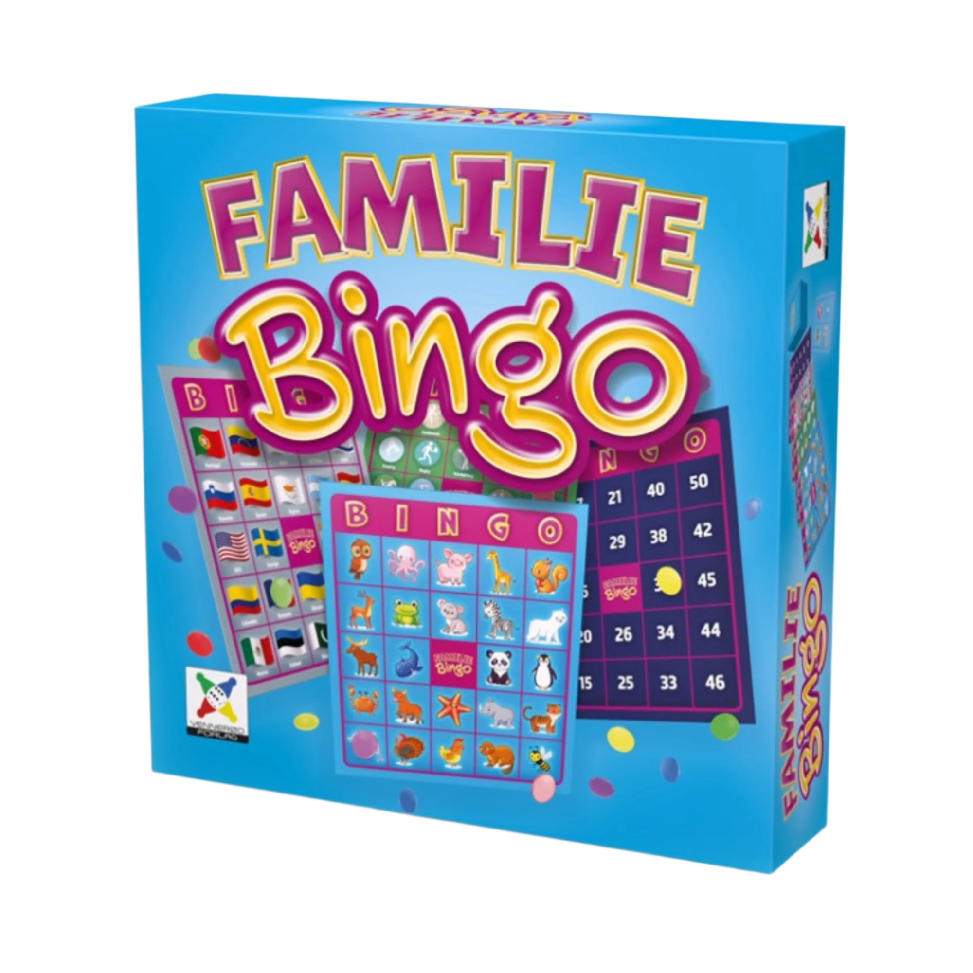 Familie Bingo brettspill box foran, perfekt som brettspill eller puslespill for familien